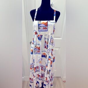 NWT Paper Heart La Dolce Vita linen blend destination Graphic Maxi